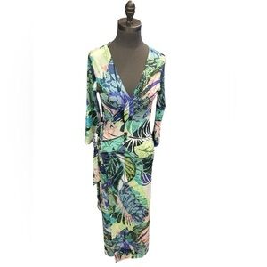 Jean Pierre Klifa Geometric Pixilated Wrap Dress Small